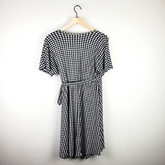 Agnes and Dora Black White Gingham Wrap Dress Medium - Picture 5 of 8